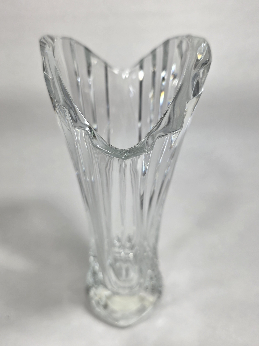 Mikasa Flores 8" Crystal Bud Vase Fan Swirl WX056/621 Japan Vintage - Picture 4 of 9